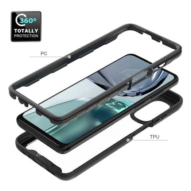 SKALO Motorola Moto G62 5G Iskunkestävä Clear Hybridi Suojakuori - Musta