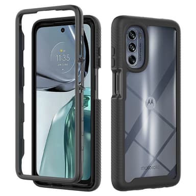 SKALO Motorola Moto G62 5G Iskunkestävä Clear Hybridi Suojakuori - Musta