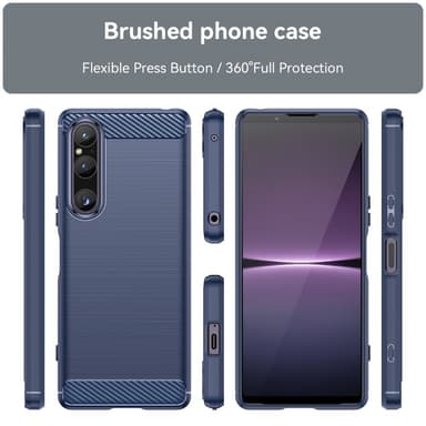 SKALO Sony Xperia 1 V Armor Carbon Iskunkestävä TPU suojakuori - Sininen