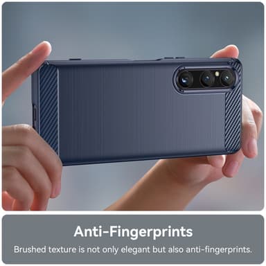 SKALO Sony Xperia 1 V Armor Carbon Iskunkestävä TPU suojakuori - Sininen