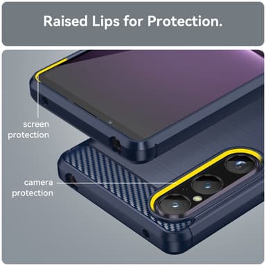 SKALO Sony Xperia 1 V Armor Carbon Iskunkestävä TPU suojakuori - Sininen