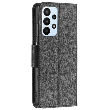 SKALO Samsung A23 5G Premium Litchi Lompakkokotelo - Musta
