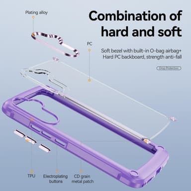 SKALO Samsung A54 5G Kiiltävä hybridi TPU-kuori - Violetti