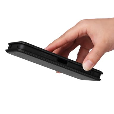 SKALO Asus Zenfone 9 5G Carbon Fiber Lompakkokotelo - Musta