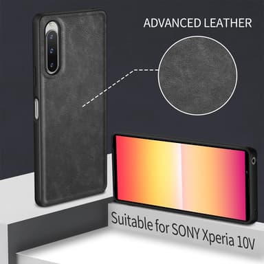 SKALO Sony Xperia 10 V PU-nahka Hybridi Suojakuori - Musta