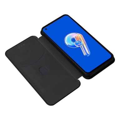 SKALO Asus Zenfone 9 5G Carbon Fiber Lompakkokotelo - Musta