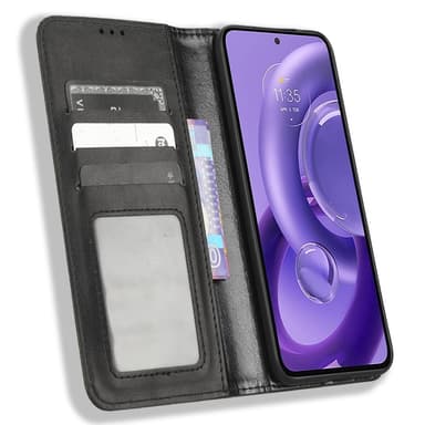 SKALO Motorola Edge 30 Neo 5G Kohokuvioitu Premium lompakkokotelo - Musta