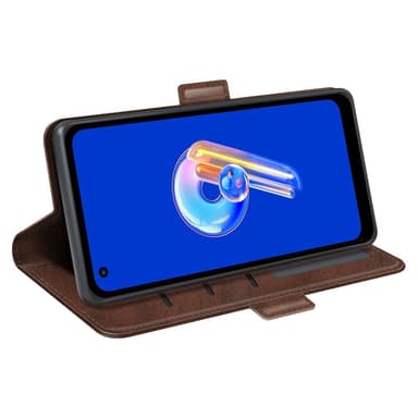 SKALO Asus Zenfone 9 5G Premium Wallet Lompakkokotelo - Ruskea