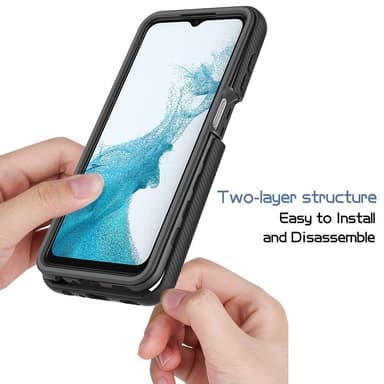 SKALO Samsung A23 5G Iskunkestävä Clear Hybridi Suojakuori - Musta