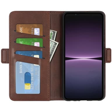 SKALO Sony Xperia 1 V Premium Wallet Lompakkokotelo - Ruskea