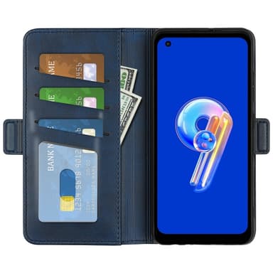 SKALO Asus Zenfone 9 5G Premium Wallet Lompakkokotelo - Sininen