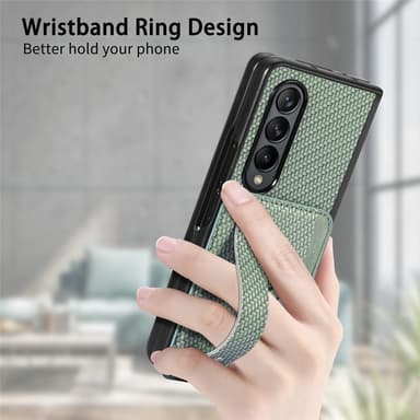 SKALO Samsung Z Fold5 SKALO Samsung Z Fold5 Carbon Fiber Suojakuori  korttipidike / kahva - Musta