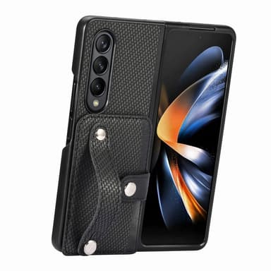 SKALO Samsung Z Fold5 SKALO Samsung Z Fold5 Carbon Fiber Suojakuori  korttipidike / kahva - Musta