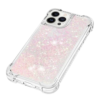 SKALO iPhone 15 Pro Juoksuhiekka Glitter Sydämet TPU kuori - Pinkki