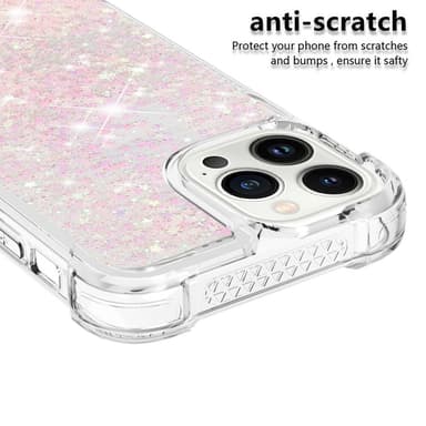 SKALO iPhone 15 Pro Juoksuhiekka Glitter Sydämet TPU kuori - Pinkki