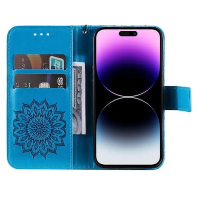 SKALO iPhone 15 Pro Max Mandala lompakkokotelo - Sininen
