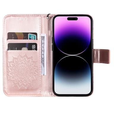 SKALO iPhone 15 Pro Max Mandala lompakkokotelo - Ruusukulta