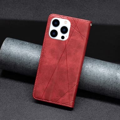 iPhone 15 Pro BINFEN COLOR Kohokuvioitu Lompakkokotelo - Punainen