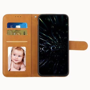SKALO iPhone 15 Pro Embossed Triangle Lompakkokotelo - Vaaleanruskea