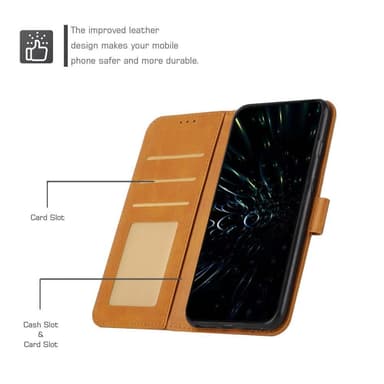 SKALO iPhone 15 Pro Embossed Triangle Lompakkokotelo - Vaaleanruskea
