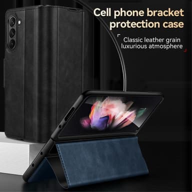 SKALO Samsung Z Fold5 SULADA PU-nahkainen Fold Suojakuori - Musta