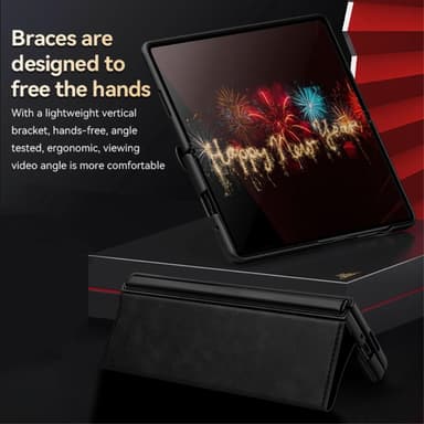 SKALO Samsung Z Fold5 SULADA PU-nahkainen Fold Suojakuori - Musta