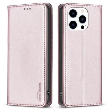 iPhone 15 Pro Max BINFEN COLOR Kohokuvioitu Lompakkokotelo - Ruusukulta