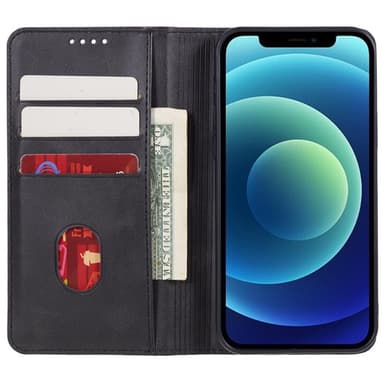 SKALO iPhone 15 Pro Max Premium Wallet Lompakkokotelo - Musta