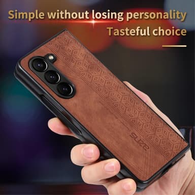 SKALO Samsung Z Fold5 AZNS PU-nahka suojakuori - Musta