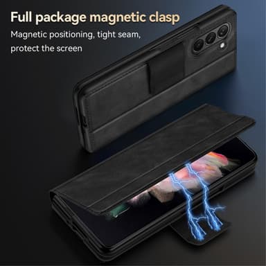 SKALO Samsung Z Fold5 SULADA PU-nahkainen Fold Suojakuori - Musta