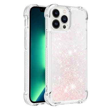 SKALO iPhone 15 Pro Juoksuhiekka Glitter Sydämet TPU kuori - Pinkki