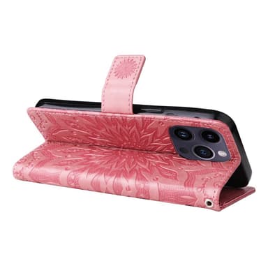 SKALO iPhone 15 Pro Max Mandala lompakkokotelo - Pinkki