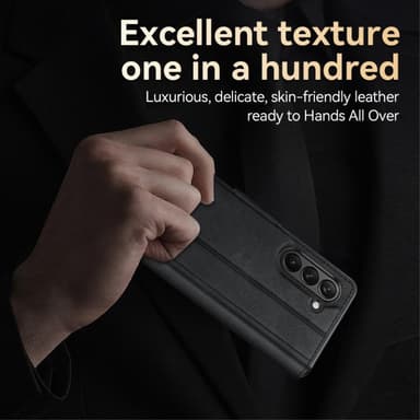 SKALO Samsung Z Fold5 SULADA PU-nahkainen Fold Suojakuori - Musta