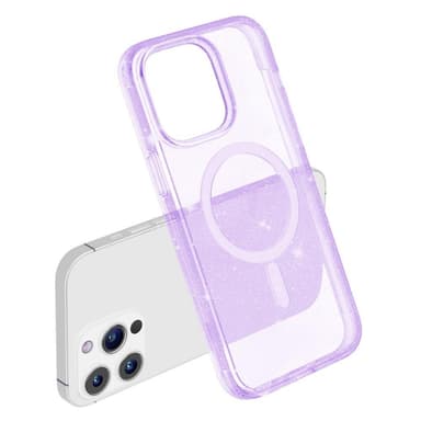 SKALO iPhone 15 Pro Max Glitter Magnetic Ring TPU Suojakuori - Violetti