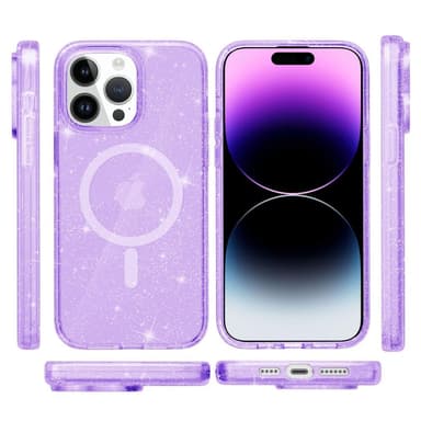 SKALO iPhone 15 Pro Max Glitter Magnetic Ring TPU Suojakuori - Violetti