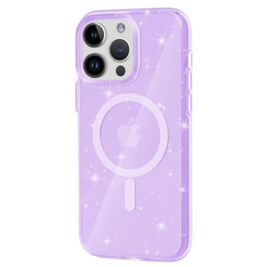 SKALO iPhone 15 Pro Max Glitter Magnetic Ring TPU Suojakuori - Violetti