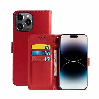 Lompakkokotelo 3-kortti Apple iPhone 15 Pro Max - Punainen