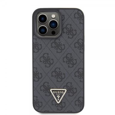 Guess iPhone 15 Pro Max Kuori Metal Logo Strass Crossbody Strap Musta
