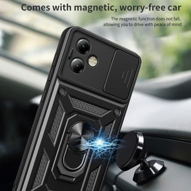 SKALO Motorola Moto G14 Armor hybridi metallirengas kameran liukusäädin - - Hopea