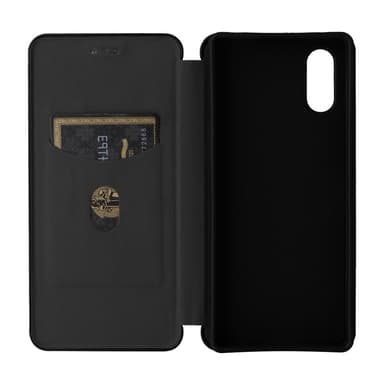 SKALO Sony Xperia 5 V Carbon Fiber Lompakkokotelo - Musta