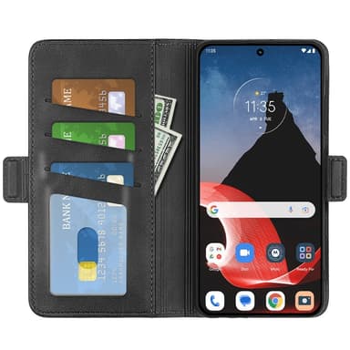 SKALO Motorola ThinkPhone 5G Premium Wallet Lompakkokotelo - Musta