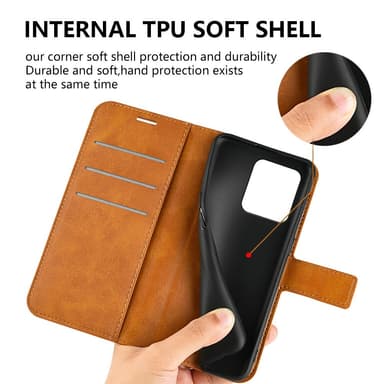 SKALO Motorola ThinkPhone 5G Premium Wallet Lompakkokotelo - Vaaleanruskea