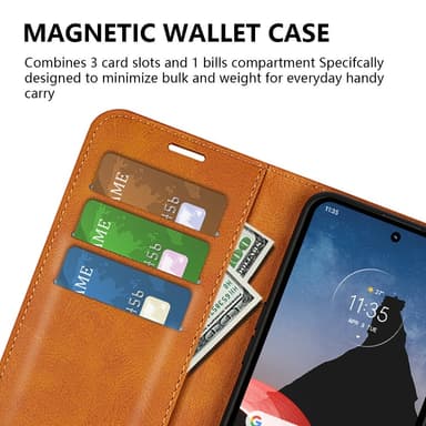 SKALO Motorola ThinkPhone 5G Premium Wallet Lompakkokotelo - Vaaleanruskea