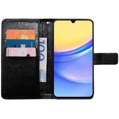 Lompakkokotelo 3-kortti Samsung Galaxy A15 - Musta