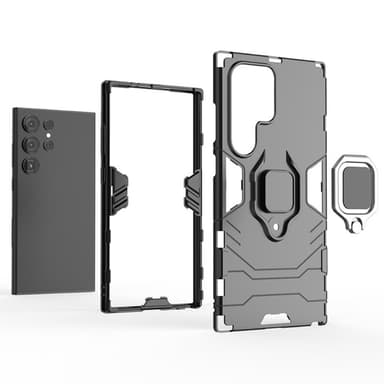 SKALO Samsung S24 Ultra Armor Hybridi metallirengas kuori - Musta