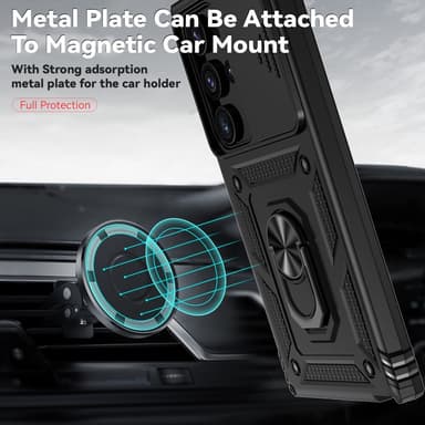 SKALO Samsung S24 Ultra Armor hybridi metallirengas kameran liukusäädin - Musta