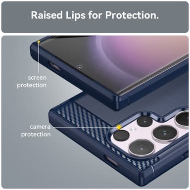 SKALO Samsung S24 Ultra Armor Carbon Iskunkestävä TPU suojakuori - Sininen
