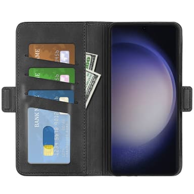 SKALO Samsung S24 Ultra Premium Wallet Lompakkokotelo - Musta