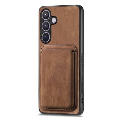 SKALO Samsung S24+ PU-nahkakuori, jossa on irrotettava magneettinen lompakko - Ruskea