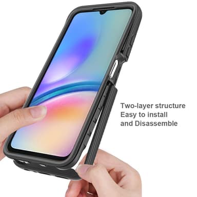SKALO Samsung A05s 4G Iskunkestävä Clear Hybrid Suojakuori + suojakalvo - Musta